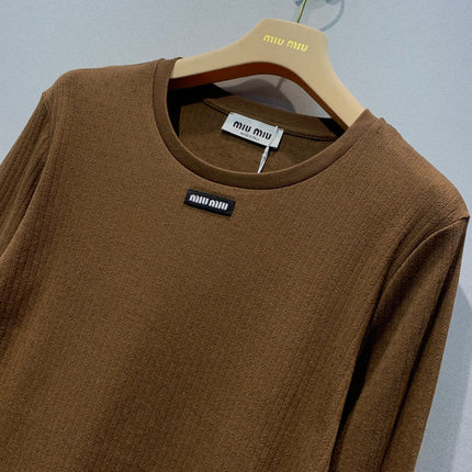 MIUMIU 26S LONG-SLEEVE CREWNECK KNIT TOP 1446