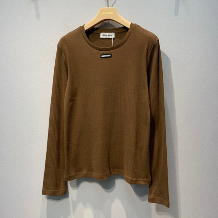 MIUMIU 26S LONG-SLEEVE CREWNECK KNIT TOP 1446