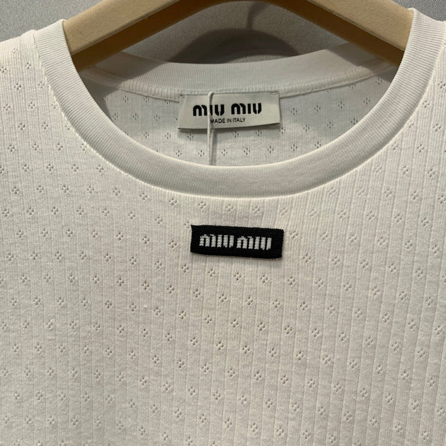 MIUMIU 26S LONG-SLEEVE CREWNECK KNIT TOP 1445