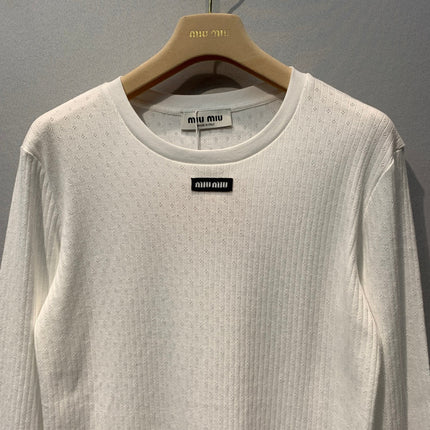 MIUMIU 26S LONG-SLEEVE CREWNECK KNIT TOP 1445