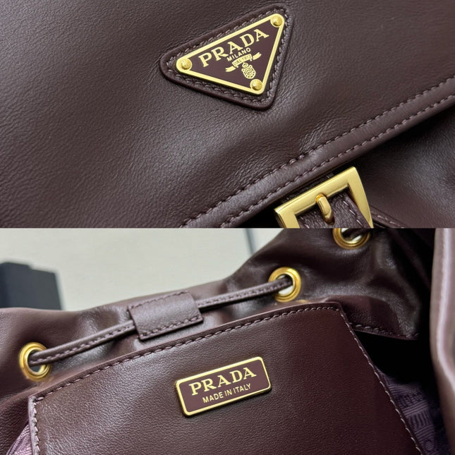 PRADA 25S EXPLORE MEDIUM BACKPACK 29 IN SIENNA CALFSKIN GOLD HARDWARE