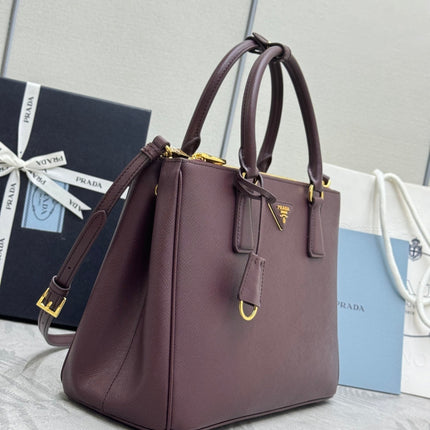 PRADA 26S GALLERIA 32 BAG IN BURGUNDY SAFFIANO