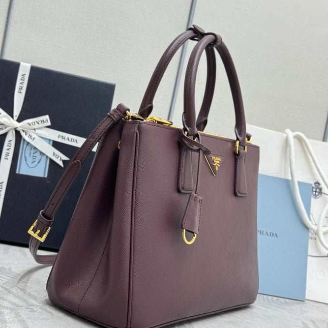 PRADA 26S GALLERIA 32 BAG IN BURGUNDY SAFFIANO
