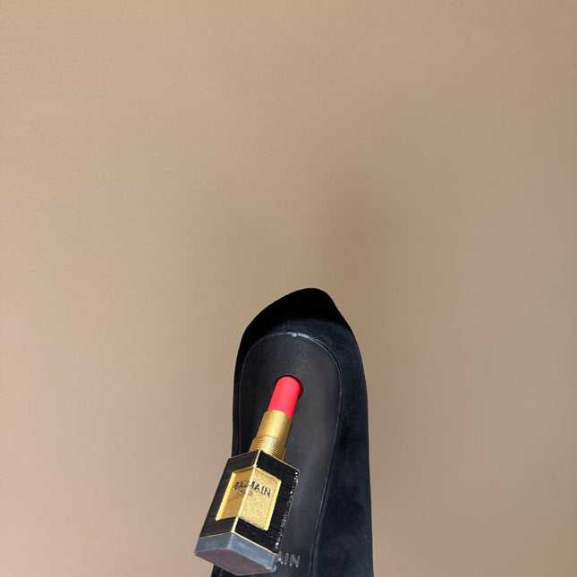 BALMAIN 26S HIGH HEELS 100 MM IN BLACK SUEDE