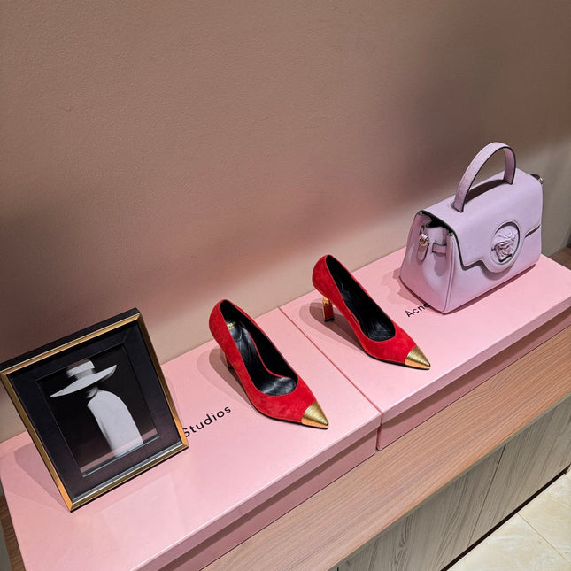 BALMAIN 26S HIGH HEELS 100 MM IN RED SUEDE