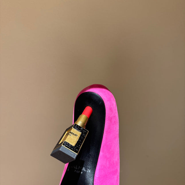 BALMAIN 26S HIGH HEELS 100 MM IN DARK PINK SUEDE