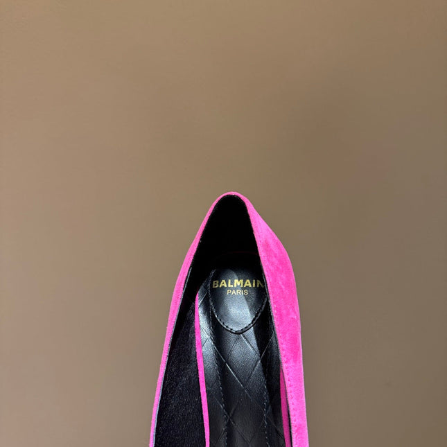 BALMAIN 26S HIGH HEELS 100 MM IN DARK PINK SUEDE