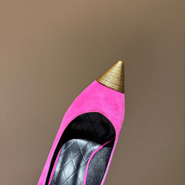 BALMAIN 26S HIGH HEELS 100 MM IN DARK PINK SUEDE