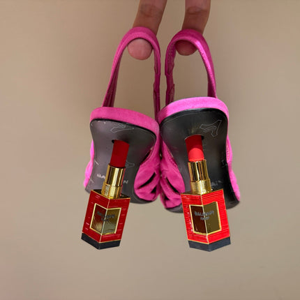BALMAIN 26S SLINGBACK HEELS 100 MM IN DARK PINK SUEDE