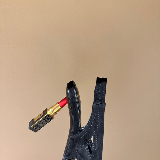 BALMAIN 26S SLINGBACK HEELS 100 MM IN BLACK SUEDE