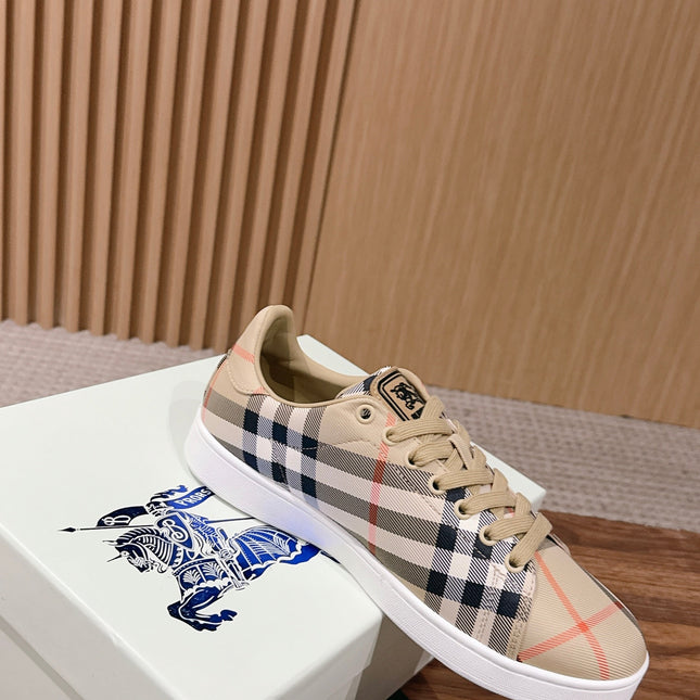 BURBERRY 26S SNEAKERS IN LIGHT BEIGE CANVAS PLAID
