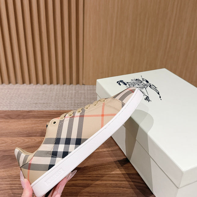 BURBERRY 26S SNEAKERS IN LIGHT BEIGE CANVAS PLAID
