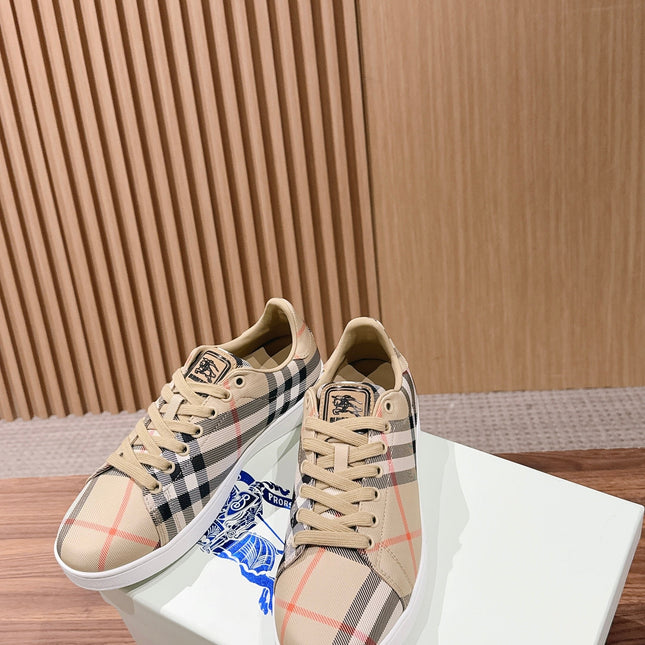 BURBERRY 26S SNEAKERS IN LIGHT BEIGE CANVAS PLAID