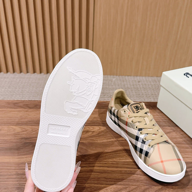 BURBERRY 26S SNEAKERS IN LIGHT BEIGE CANVAS PLAID