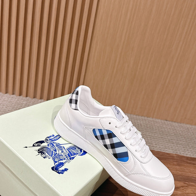 BURBERRY 26S SNEAKERS IN WHITE  SOFT CALFSKIN AND FABRIC