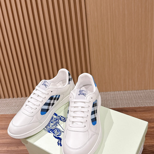 BURBERRY 26S SNEAKERS IN WHITE  SOFT CALFSKIN AND FABRIC
