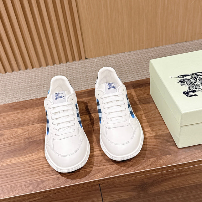 BURBERRY 26S SNEAKERS IN WHITE  SOFT CALFSKIN AND FABRIC