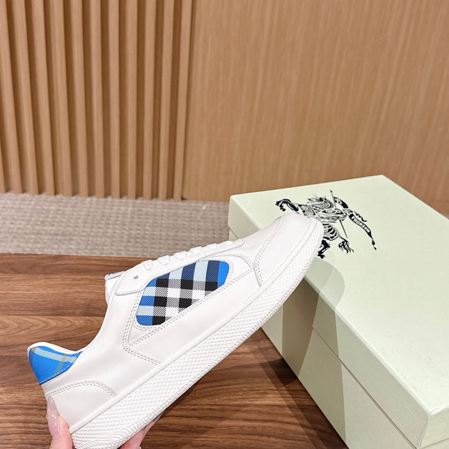 BURBERRY 26S SNEAKERS IN WHITE  SOFT CALFSKIN AND FABRIC