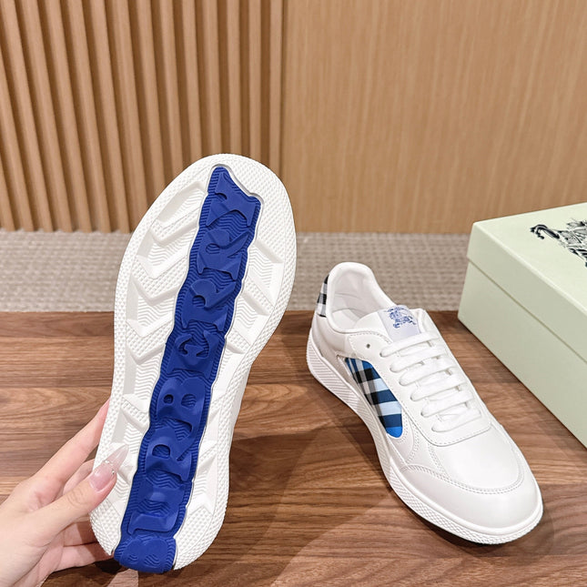 BURBERRY 26S SNEAKERS IN WHITE  SOFT CALFSKIN AND FABRIC