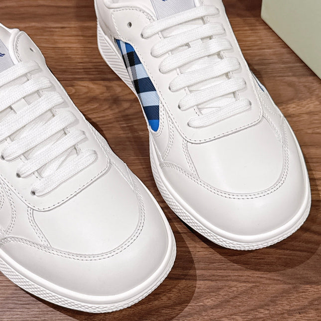 BURBERRY 26S SNEAKERS IN WHITE  SOFT CALFSKIN AND FABRIC