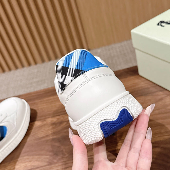 BURBERRY 26S SNEAKERS IN WHITE  SOFT CALFSKIN AND FABRIC