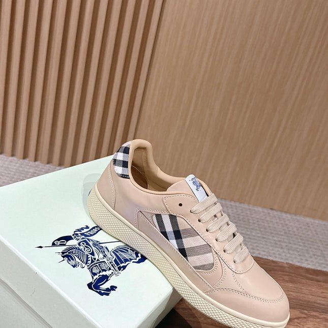 BURBERRY 26S SNEAKERS IN BEIGE SOFT CALFSKIN AND FABRIC