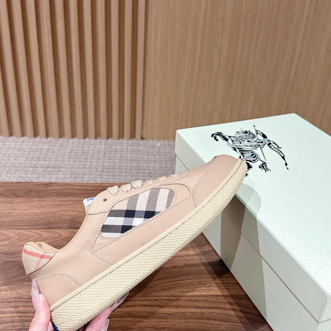 BURBERRY 26S SNEAKERS IN BEIGE SOFT CALFSKIN AND FABRIC