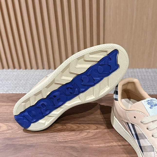 BURBERRY 26S SNEAKERS IN BEIGE SOFT CALFSKIN AND FABRIC