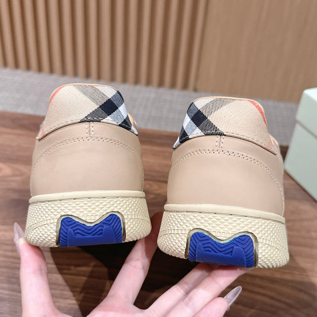 BURBERRY 26S SNEAKERS IN BEIGE SOFT CALFSKIN AND FABRIC