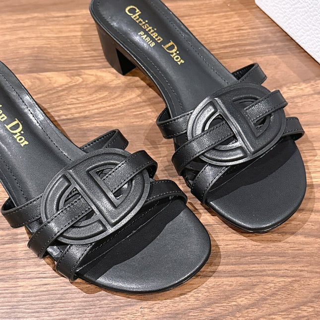 DIOR 26S HEEL SANDALS IN BLACK CALFSKIN STRAPPY