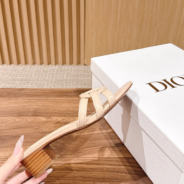 DIOR 26S HEEL SANDALS IN BEIGE CALFSKIN STRAPPY