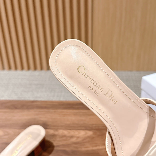 DIOR 26S HEEL SANDALS IN BEIGE CALFSKIN STRAPPY