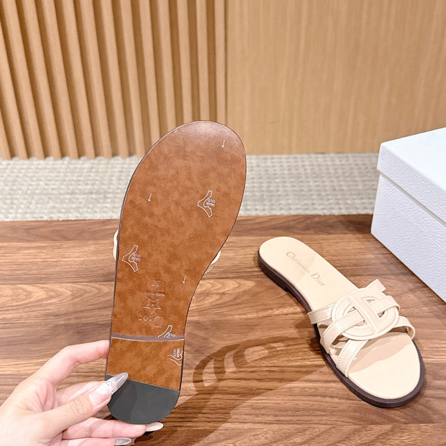 DIOR 26S SLIDE SANDALS IN BEIGE CLUB WOVEN CALFSKIN
