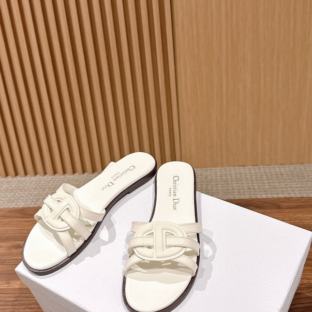 DIOR 26S SLIDE SANDALS IN WHITE CLUB WOVEN CALFSKIN