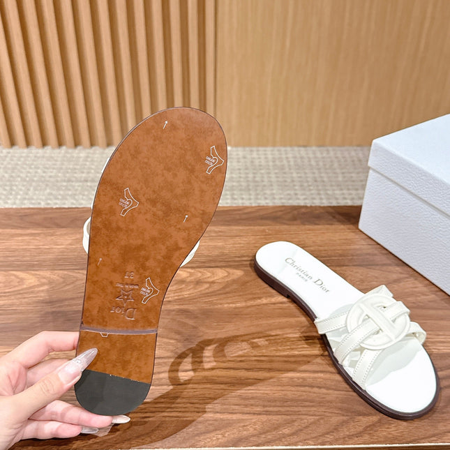 DIOR 26S SLIDE SANDALS IN WHITE CLUB WOVEN CALFSKIN