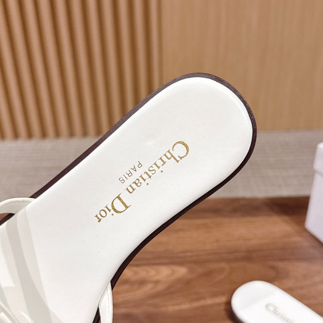 DIOR 26S SLIDE SANDALS IN WHITE CLUB WOVEN CALFSKIN