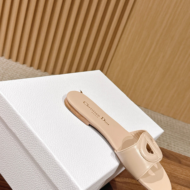 DIOR 26S SLIDE SANDALS IN LIGHT PINK CALFSKIN CD LOGO