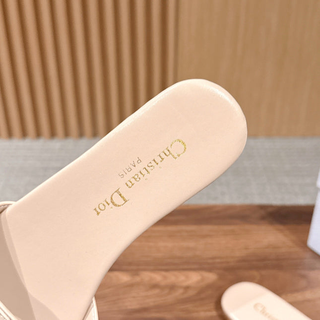 DIOR 26S SLIDE SANDALS IN LIGHT PINK CALFSKIN CD LOGO