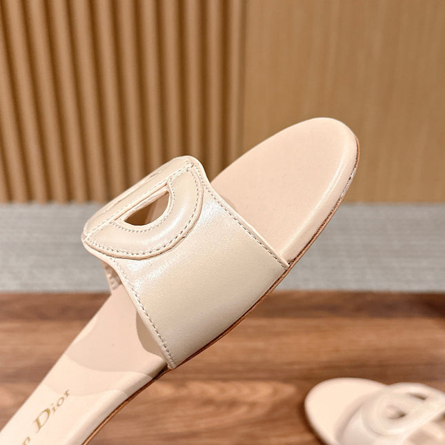 DIOR 26S SLIDE SANDALS IN LIGHT PINK CALFSKIN CD LOGO