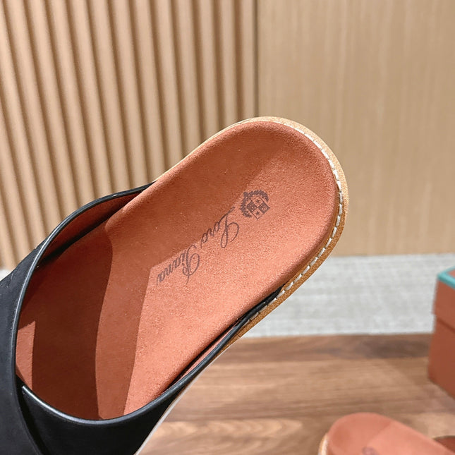 LP 26S CROSS STRAP SLIDES SANDAL IN BLACK SUEDE