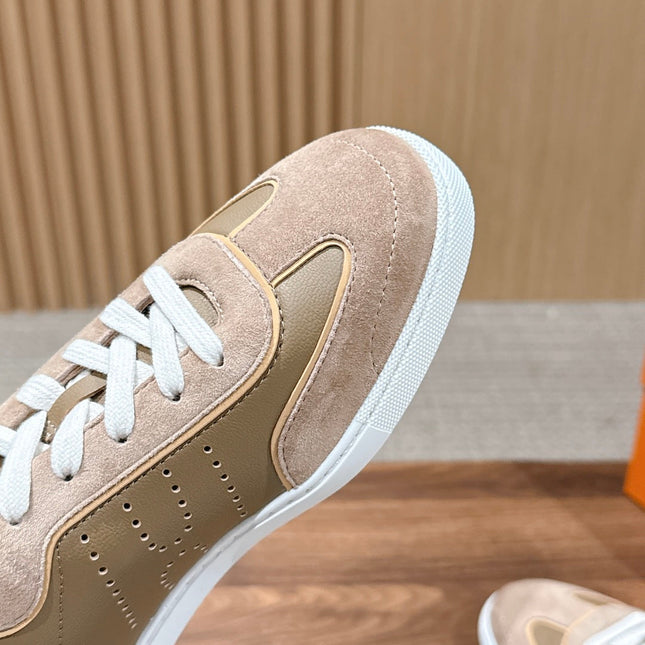 HM 26S GET SNEAKERS IN SAND BEIGE CALFSKIN MIX SUEDE STYLE 2