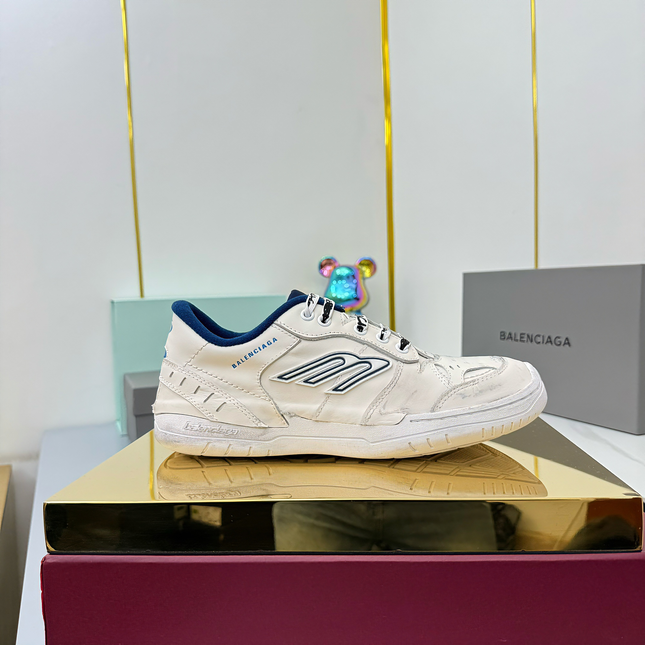 BALENCIAGA 25S SNEAKERS IN WHITE MIX DARK BLUE LEATHER