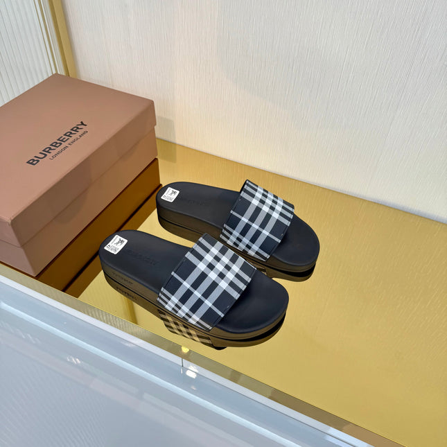 BURBERRY 26S SLIDES SANDAL IN BLACK CALFSKIN
