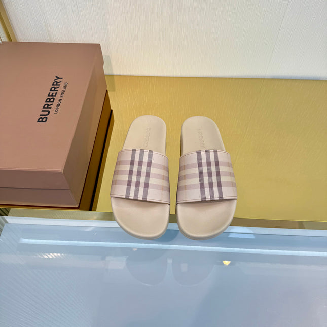 BURBERRY 26S SLIDES SANDAL IN DUSTY BEIGE CALFSKIN