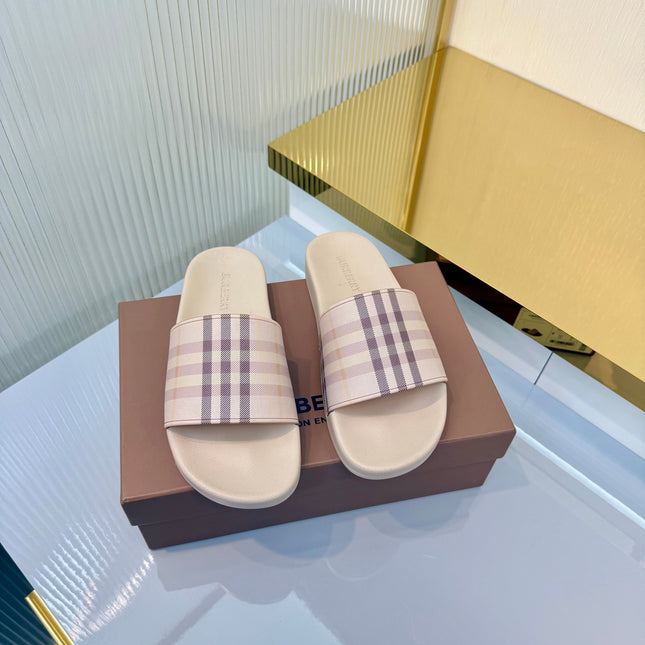 BURBERRY 26S SLIDES SANDAL IN DUSTY BEIGE CALFSKIN