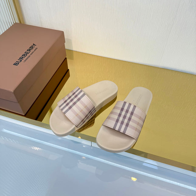 BURBERRY 26S SLIDES SANDAL IN DUSTY BEIGE CALFSKIN