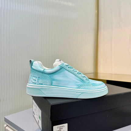 CHANEL 26S LOW-TOP SNEAKERS IN LIGHT MINT BLUE CALFSKIN