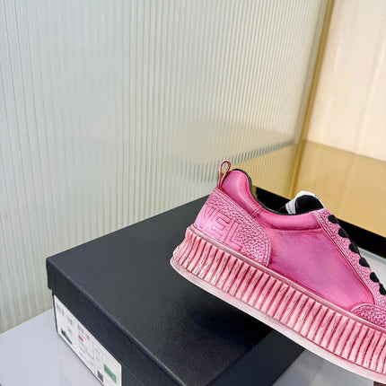 CHANEL 26S LOW-TOP SNEAKERS IN DARK PINK GRAFFITI PATTERN CALFSKIN
