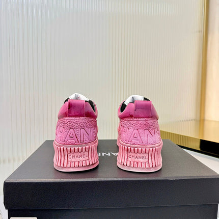 CHANEL 26S LOW-TOP SNEAKERS IN DARK PINK GRAFFITI PATTERN CALFSKIN