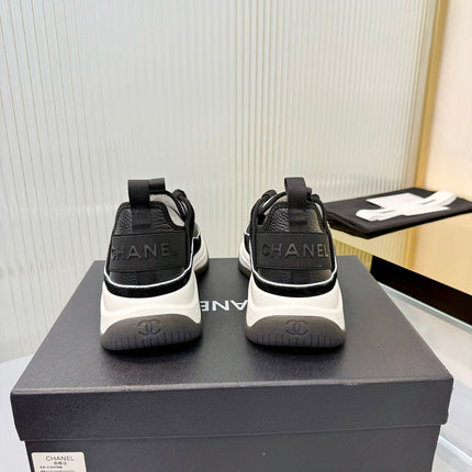 CHANEL 26S PLATFORM SNEAKERS IN BLACK MIX WHITE SUEDE WITH CC LOGO